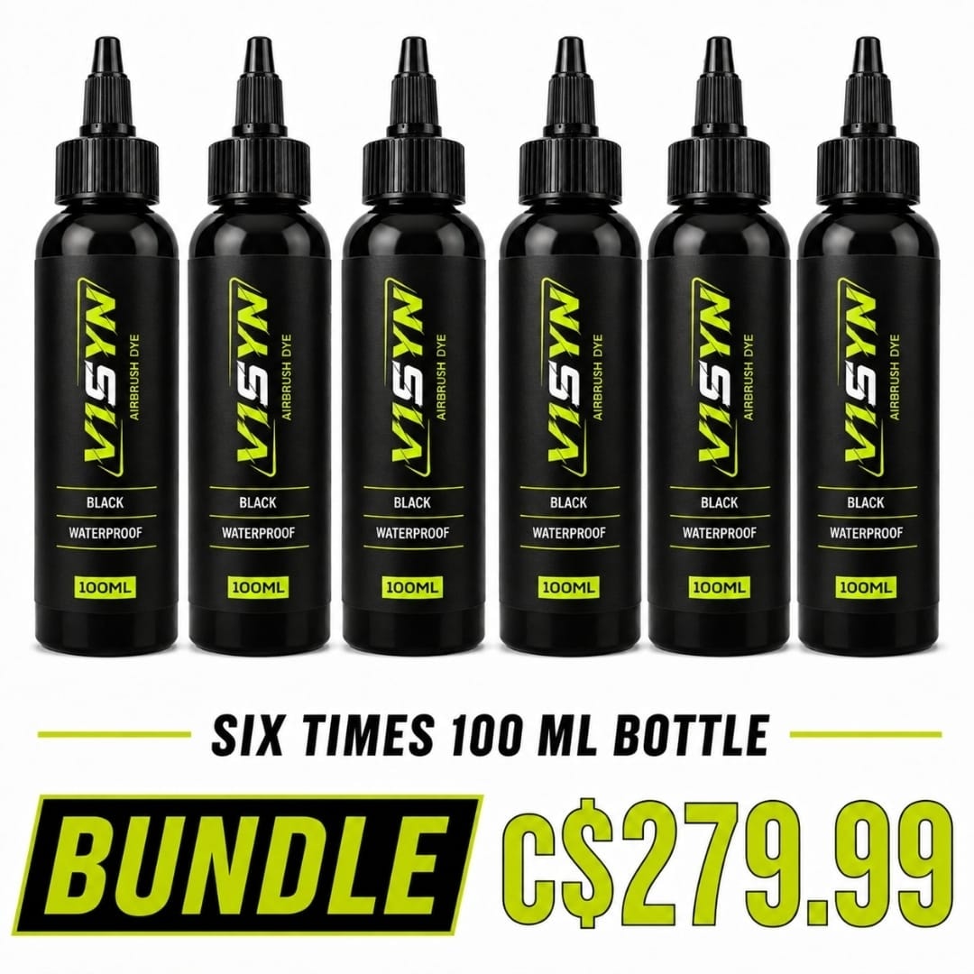 V1SYN 6x100ML bundle — professional barber enhancement dye, hairline and beard airbrush dye bulk pack